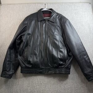 Wilson Black Leather Bomber Jacket Men's Size XLT Thinsulate Insulation